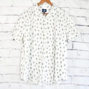 Minimalist Cactus Print Cotton Button Up Shirt